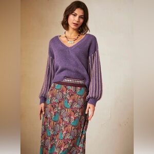 TESI PULLED JERSEY WITH LUREX DETAIL SWEATER size ML NWT